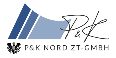 Firmenlogo von P&K Nord ZT-GmbH – blau-graues Logo