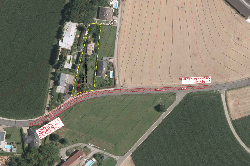 Luftaufnahme mit geplanten Erschließungslinien und Umgebung an der Derflerstraße in Lichtenberg